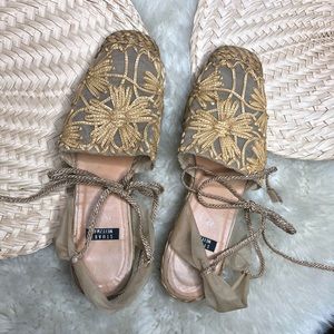Vintage Stuart Weitzman tie up espadrilles